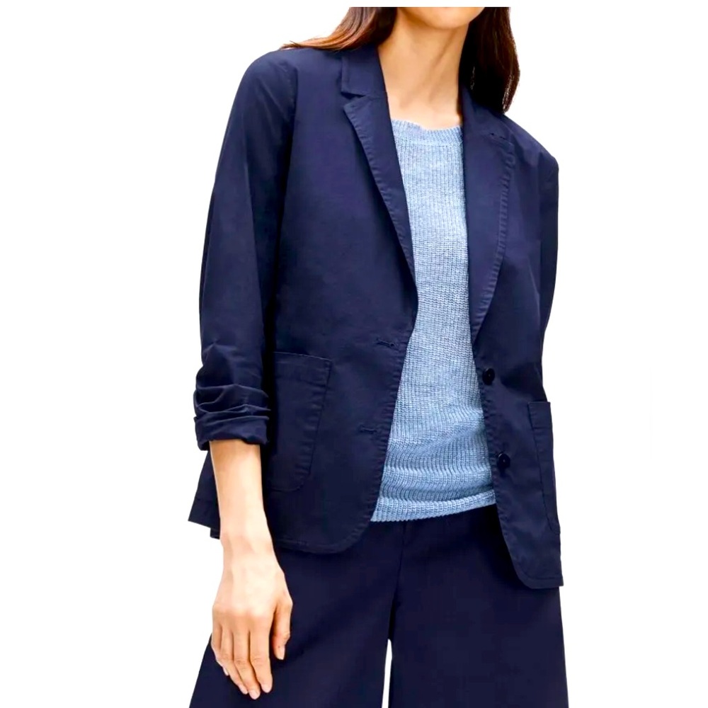 Eileen Fisher NWT Organic Cotton Poplin Jacket/Blazer- Navy /Ink size LP